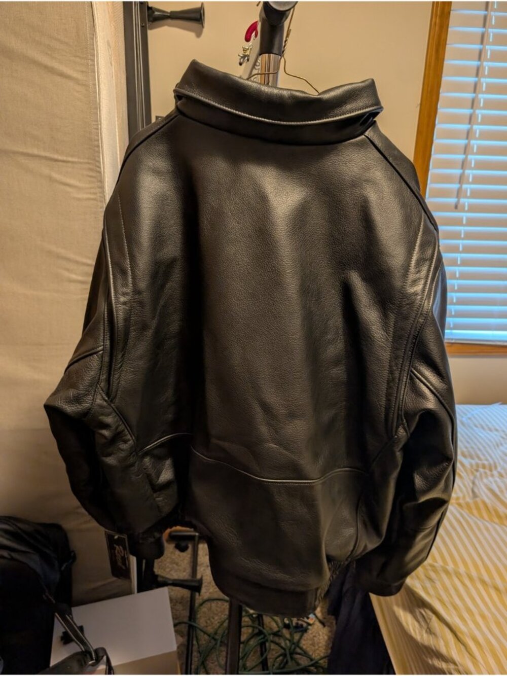 Reed Leather Jacket Mens 2X Black Bomber Quilted Lined Full Zip Motorcycle USA - Picture 8 of 11